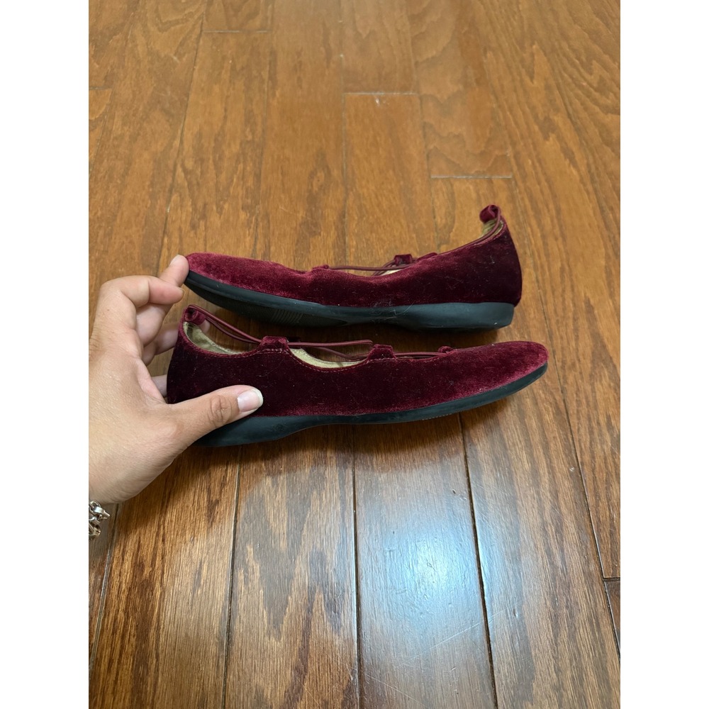 Naturalizer Carah Burgundy Velvet Lace Up Ballet Flats Womens Size 6M - Picture 7 of 10